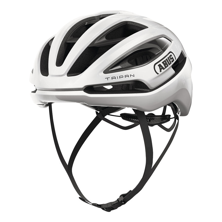Abus Taipan road helmet in Como Blue with size 57-61cm, lightweight design, aerodynamic vents, and secure fit.
