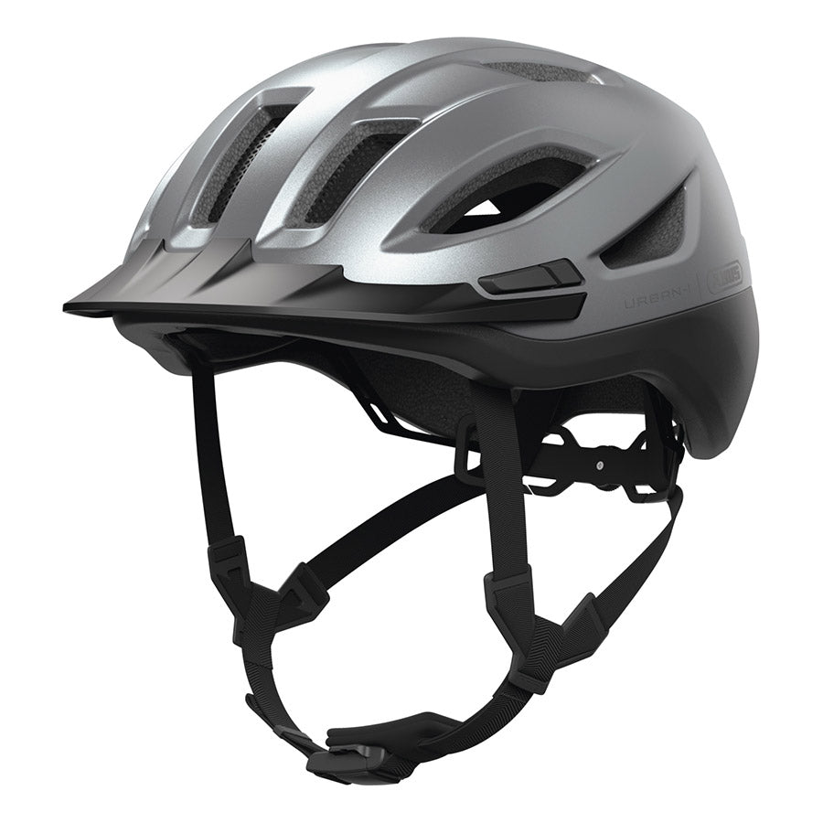 Abus Urban-I 4.0 ACE recreational and commuter helmet in graphite silver, size 57-61cm, with ventilation and adjustable straps.