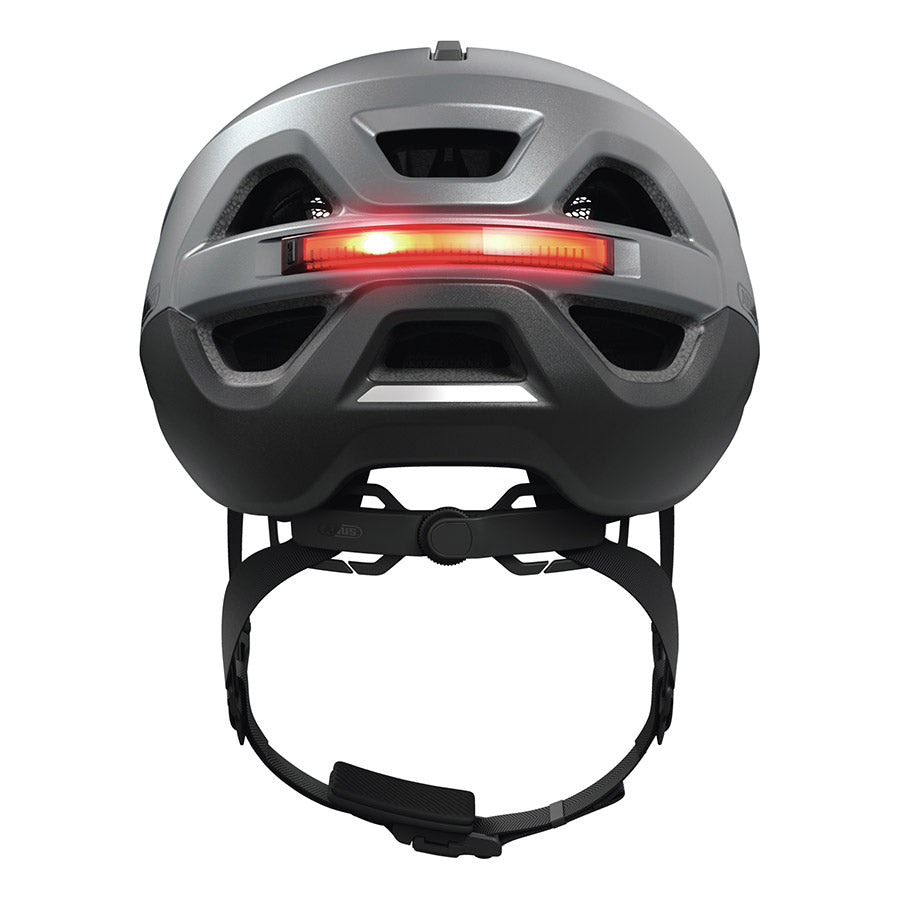 Abus Urban-I 4.0 ACE recreational and commuter helmet in graphite silver, with adjustable fit and ventilation features.