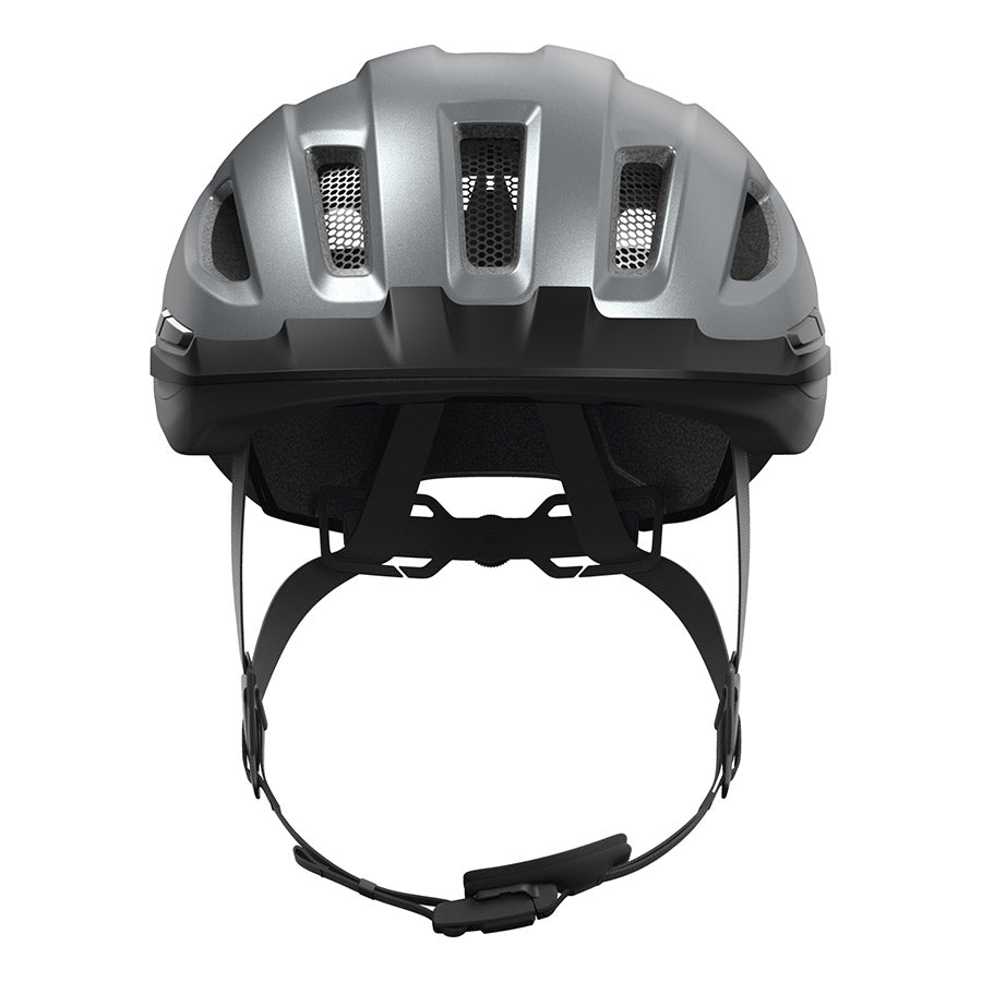 Abus Urban-I 4.0 ACE recreational and commuter helmet in graphite silver with ventilation for safety and comfort.