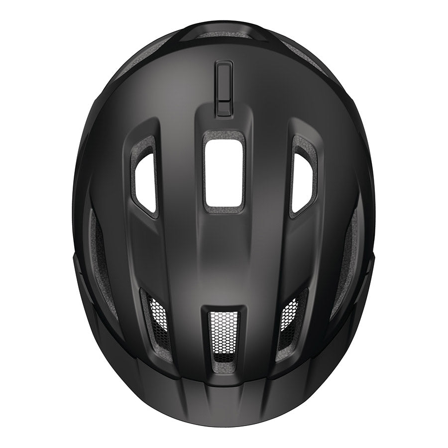 Abus Urban-I 4.0 LR recreational and commuter helmet in signal silver, with adjustable straps and ventilation for safe riding.