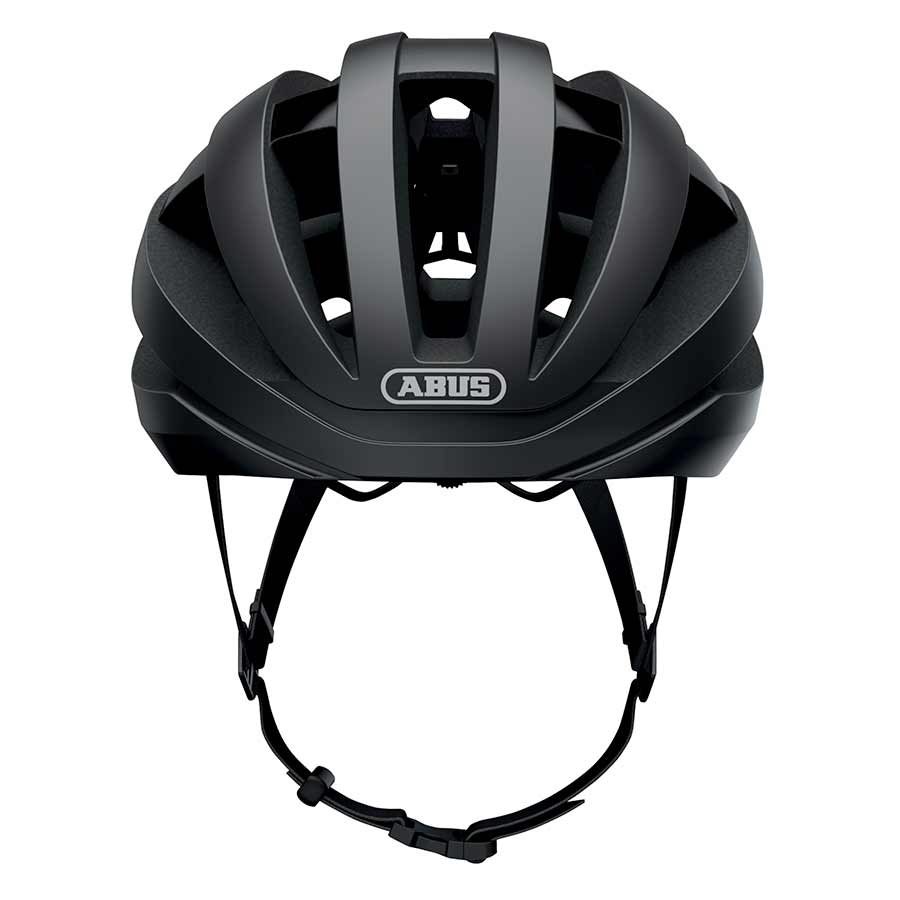 Abus Viantor road helmet in velvet black with a sleek design, size S (51-55cm), featuring adjustable straps and ventilation.