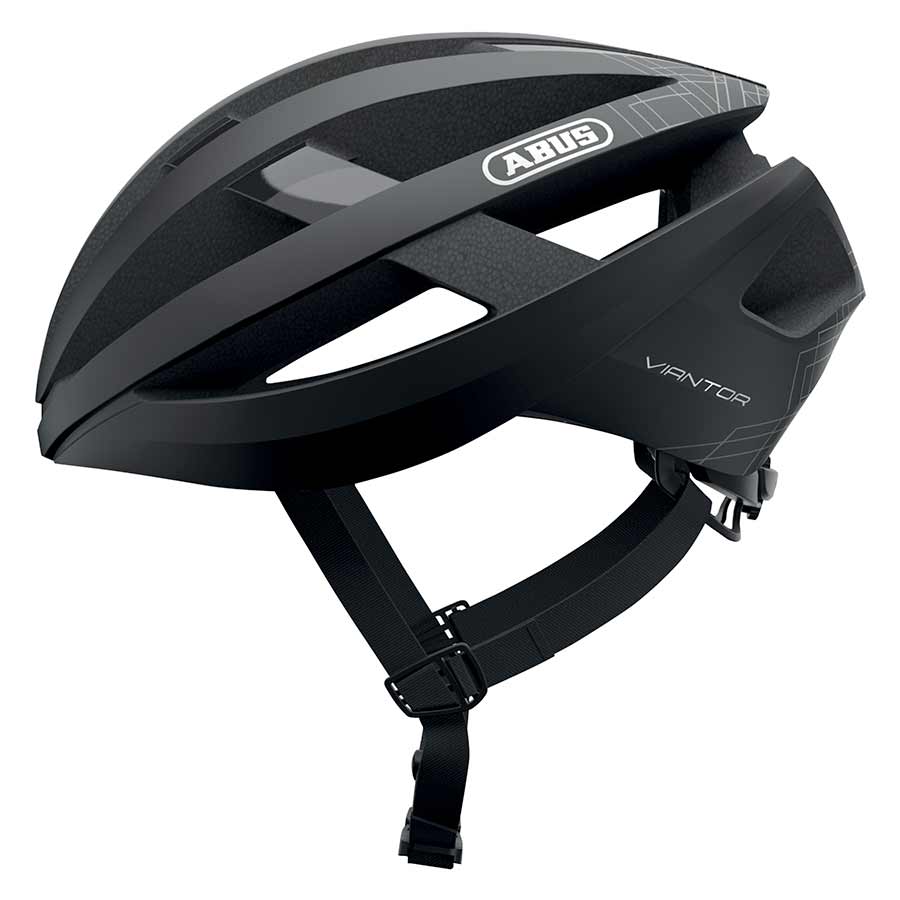 Abus Viantor road helmet in velvet black with black adjustable straps and ventilation, size S (51-55cm).