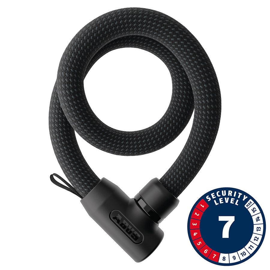 Abus Yarnit 4004K chain lock in black, 85cm length, made of durable steel with key lock mechanism for securing bikes.