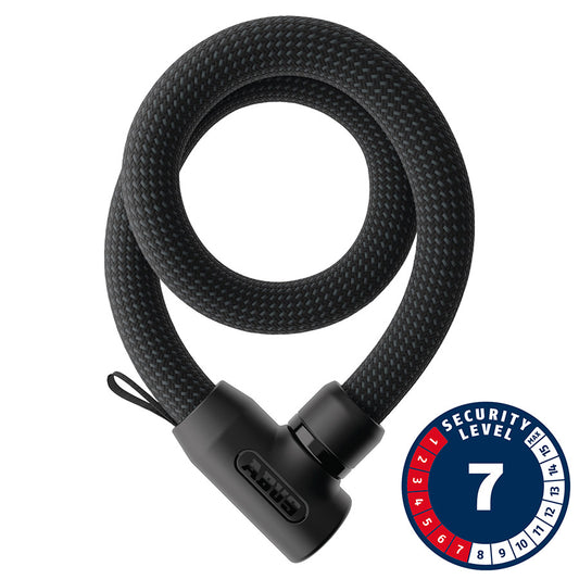 Abus Yarnit 4004K chain lock in black, 85cm length, made of durable steel with key lock mechanism for securing bikes.