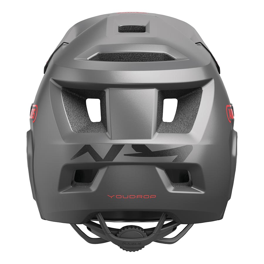 Abus YouDrop FF youth mountain helmet in velvet black with adjustable straps and ventilation for kids' outdoor biking.