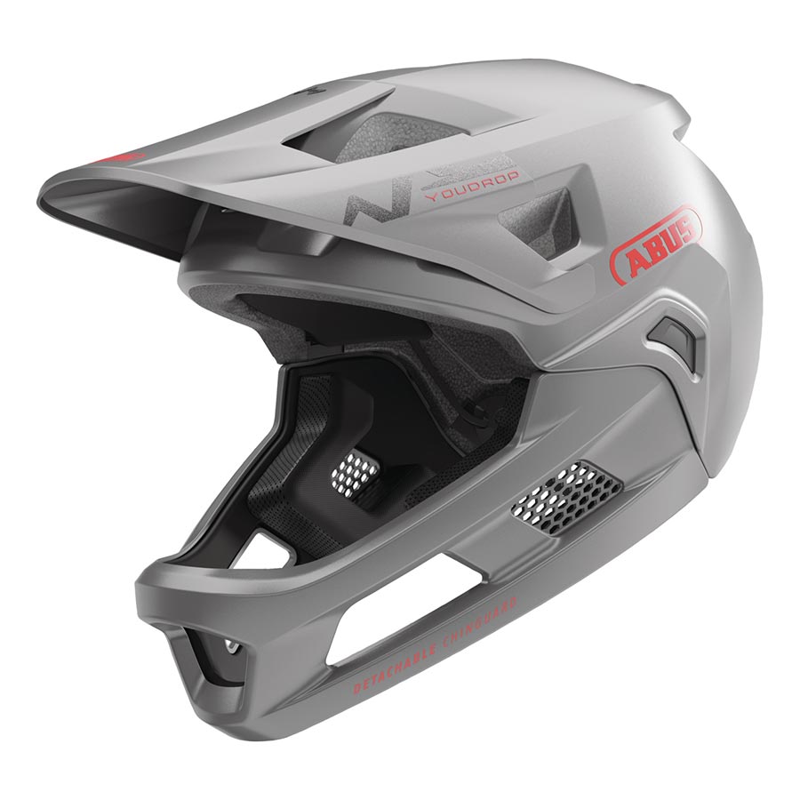 Abus YouDrop FF youth mountain helmet in velvet black with adjustable straps and ventilation for mountain biking safety.