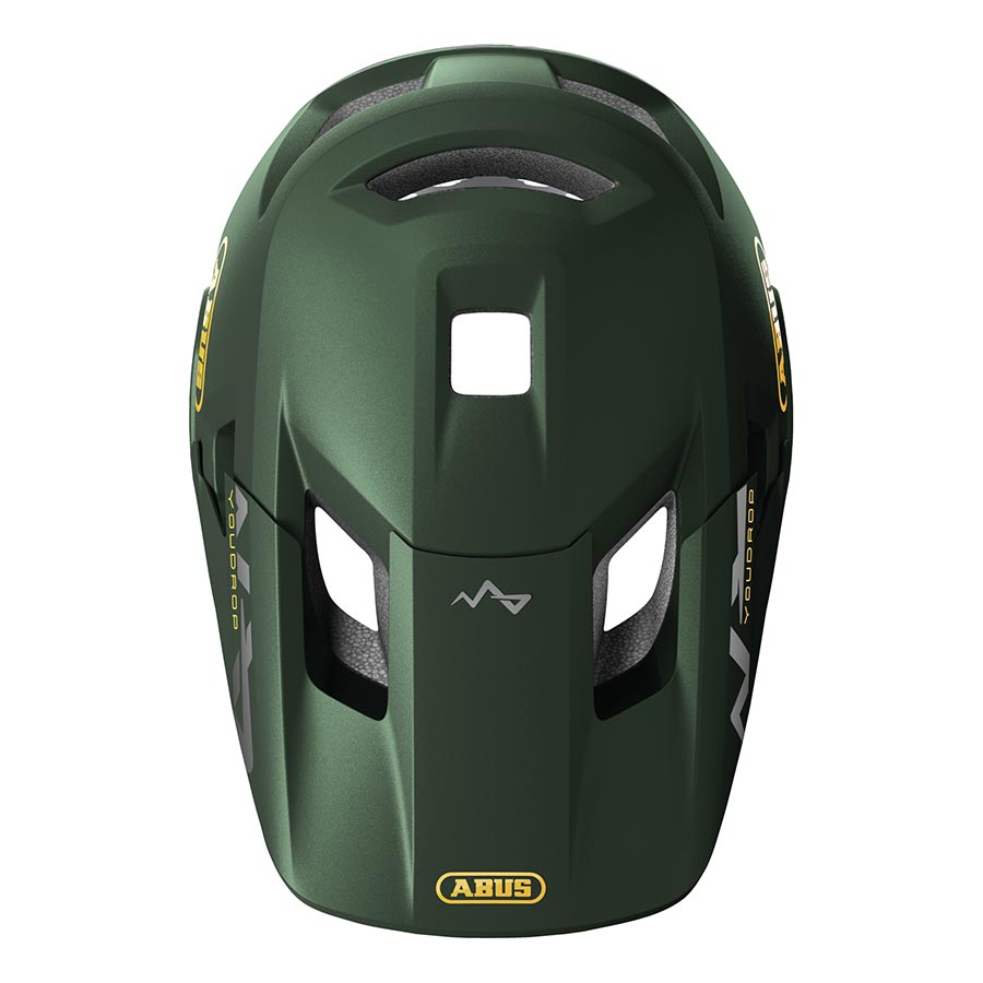 Abus YouDrop FF youth mountain helmet in velvet black with adjustable straps and ventilation for safe outdoor biking.