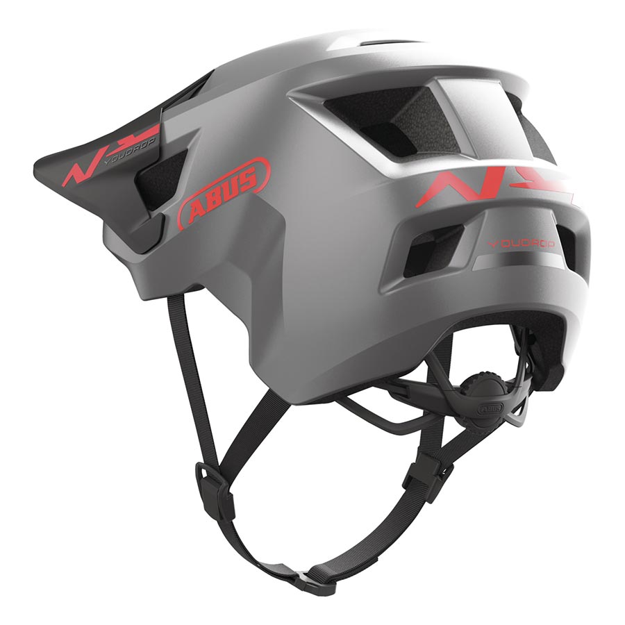 Abus YouDrop youth mountain helmet in velvet black with adjustable straps and ventilation for safe outdoor biking.