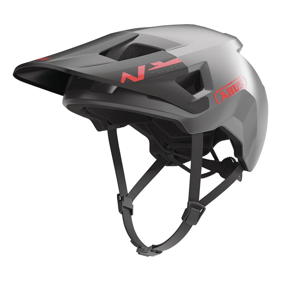 Abus YouDrop youth mountain helmet in velvet black with adjustable straps and ventilation for young outdoor enthusiasts.