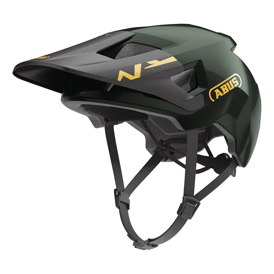 Abus YouDrop youth mountain helmet in velvet black with adjustable straps and ventilation for active kids.