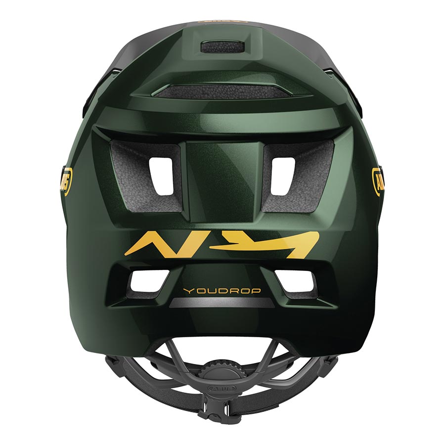 Abus YouDrop youth mountain helmet in velvet black with adjustable straps and ventilation for safe outdoor biking.