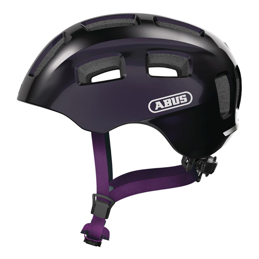 Abus Youn-I 2.0 youth helmet in velvet black with adjustable straps and ventilation for kids' safety and comfort.