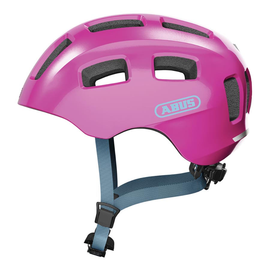 Abus Youn-I 2.0 youth helmet in velvet black, lightweight helmet with adjustable straps and ventilation for kids.