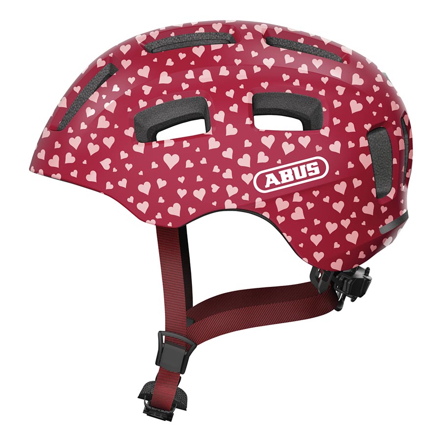 Abus Youn-I 2.0 youth helmet in velvet black, lightweight helmet with adjustable straps and ventilation for kids.