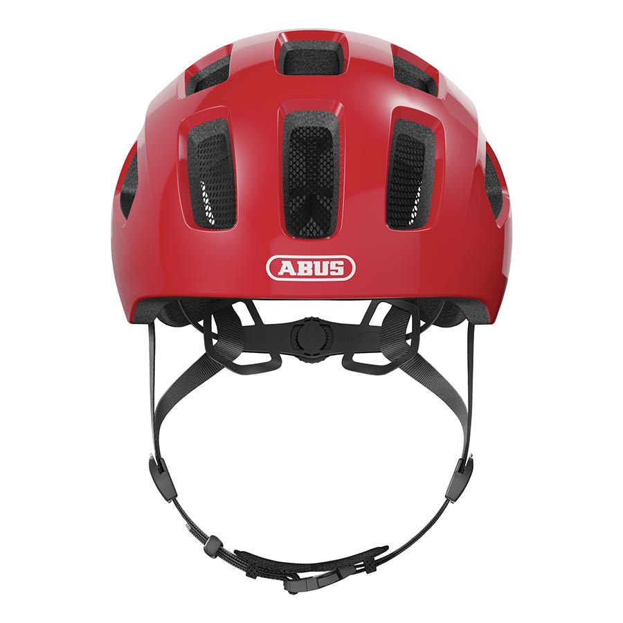 Abus Youn-I 2.0 youth helmet in velvet black, featuring a sleek design and adjustable straps for kids' safety.