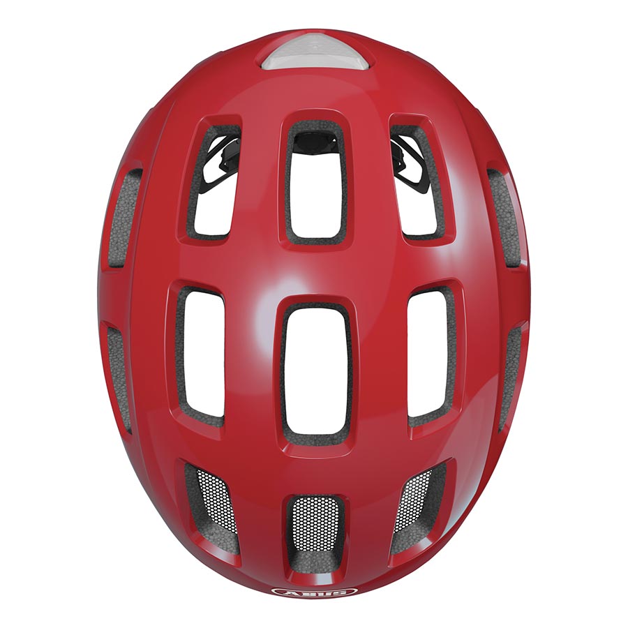 Abus Youn-I 2.0 youth helmet in velvet black, showing a close-up of the helmet with adjustable straps and ventilation.