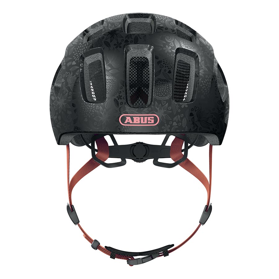Abus Youn-I 2.0 youth helmet in velvet black, featuring adjustable straps and a sleek protective design for kids.