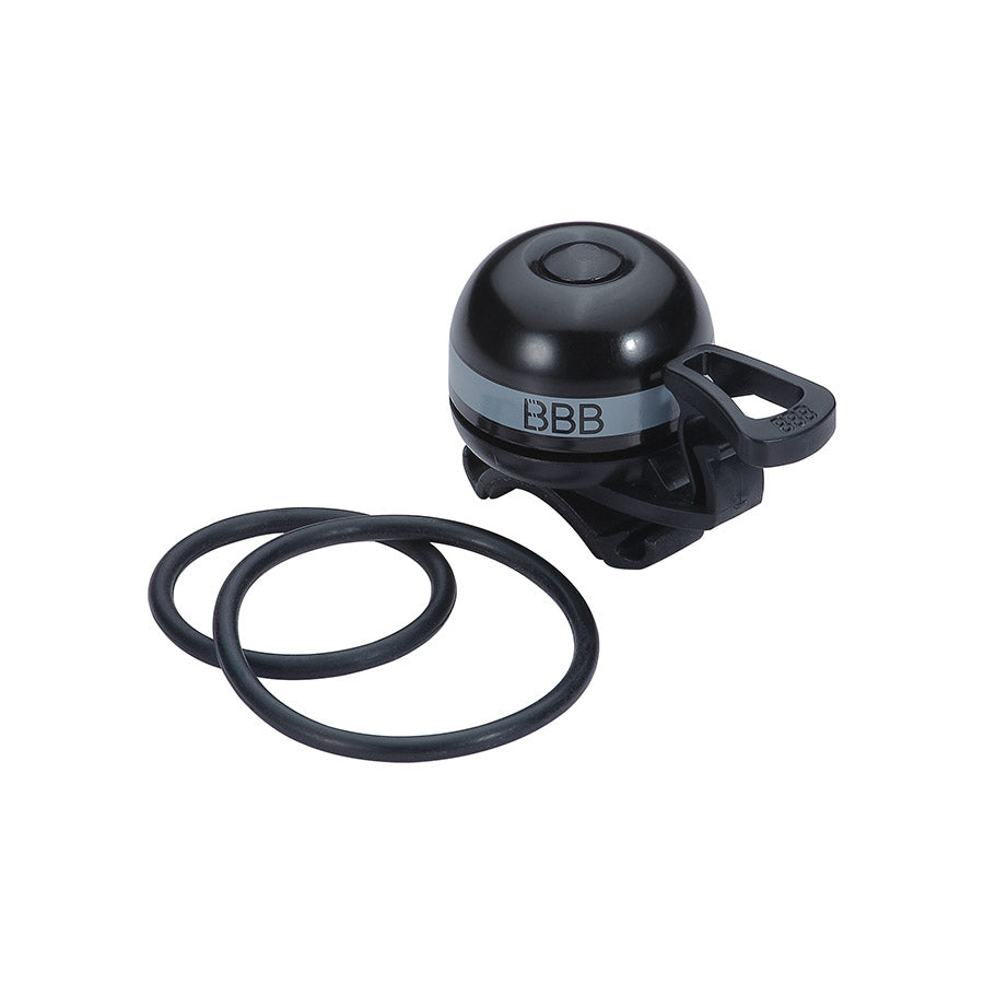 BBB Cycling BBB-14 EasyFit Deluxe bell and horn set in grey with easy installation for bicycles, compact and lightweight design.