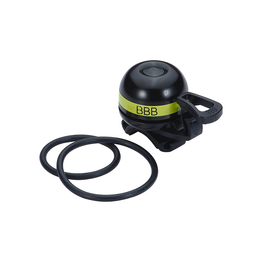 BBB Cycling BBB-14 EasyFit Deluxe bell and horn set in grey, mounted on a bicycle handlebar for easy signaling and safety.