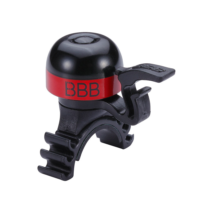 BBB Cycling MiniFit bells and horns in black and white, compact bike safety accessories with a sleek design.