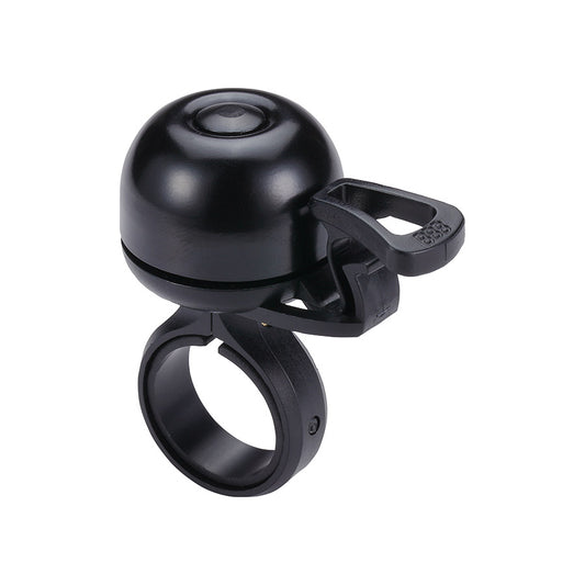 Black and grey BBB Cycling BBB-24 EasyFit Deluxe Plus bell and horn mounted on a bike handlebar.