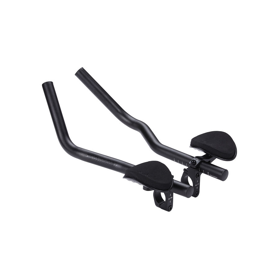 BBB Cycling BHB-52 AeroBase triathlon handlebars in black, lightweight aluminum with aerodynamic design for cycling performance.
