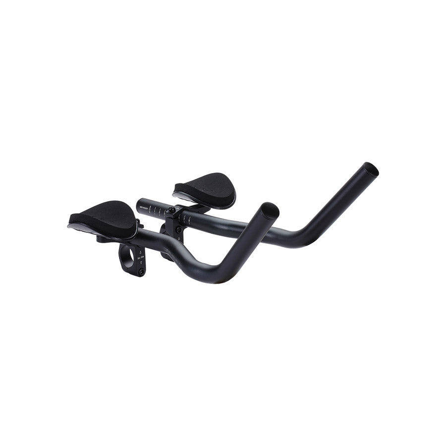 BBB Cycling BHB-52 AeroBase triathlon handlebars in black, lightweight aluminum with aerodynamic design for cycling and triathlon events.