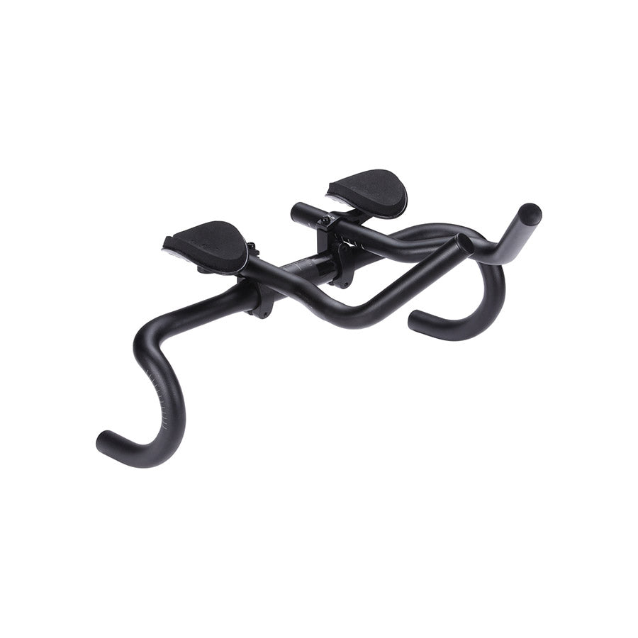 BBB Cycling BHB-52 AeroBase triathlon handlebars in black aluminum, designed for aerodynamic TT and triathlon bike setups