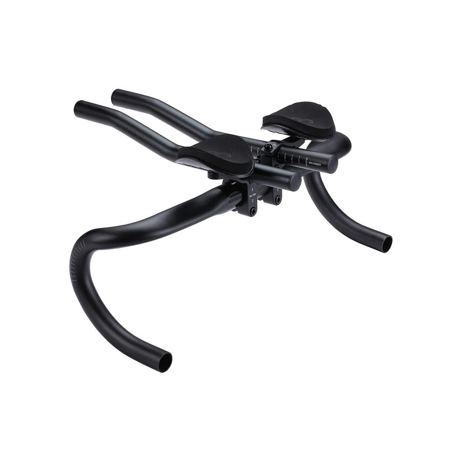 BBB Cycling BHB-58 AeroLight triathlon handlebars in black, lightweight aluminum with aerodynamic design for cycling and time trial events.