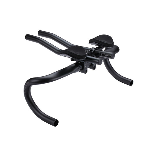BBB Cycling BHB-58 AeroLight triathlon handlebars in black, lightweight aluminum with aerodynamic design for cycling and time trial events.