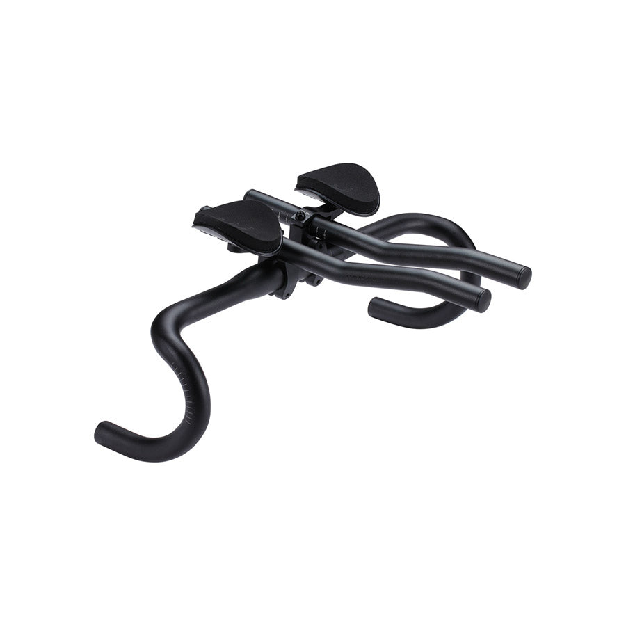 BBB Cycling BHB-58 AeroLight triathlon handlebars in black, lightweight aluminum with aerodynamic design for triathlon and TT cycling.