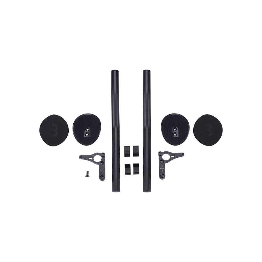 BBB Cycling BHB-58 AeroLight triathlon handlebars with black aluminum construction, designed for Aero and TT cycling.