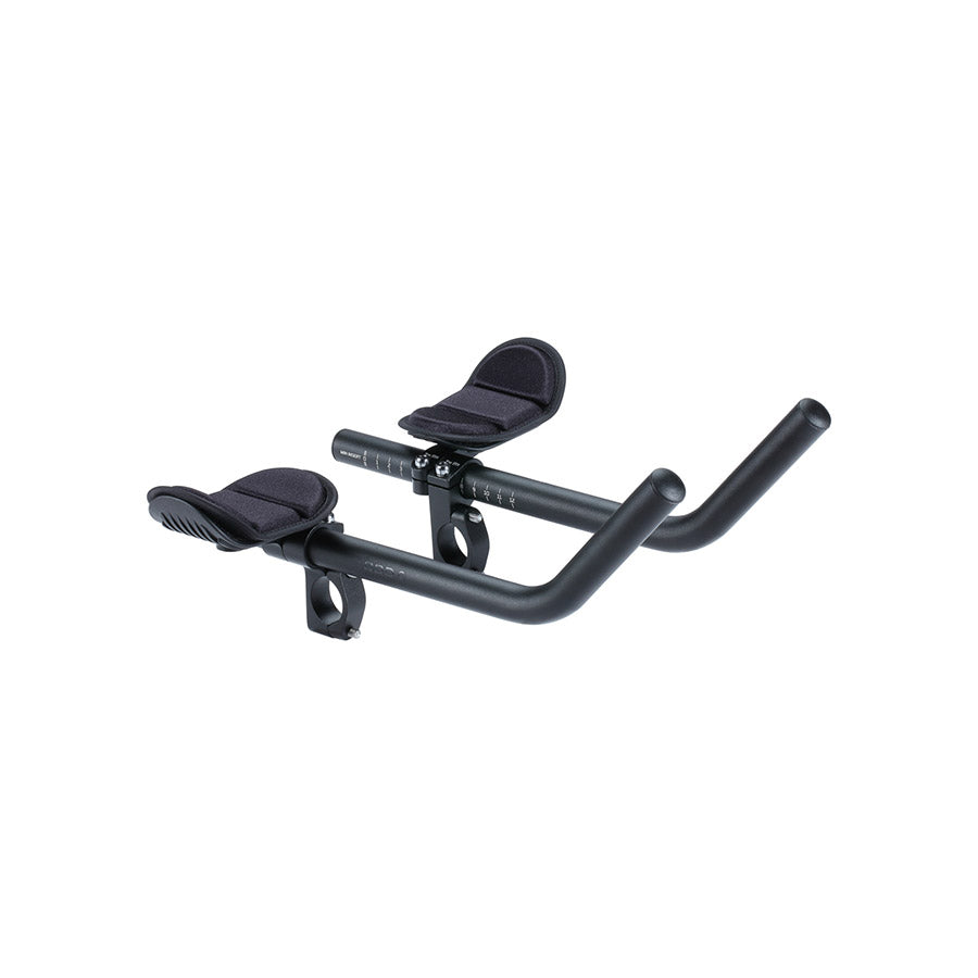 BBB Cycling BHB-60 AeroMAX triathlon handlebars in black, lightweight aluminum with aerodynamic design for cycling performance.