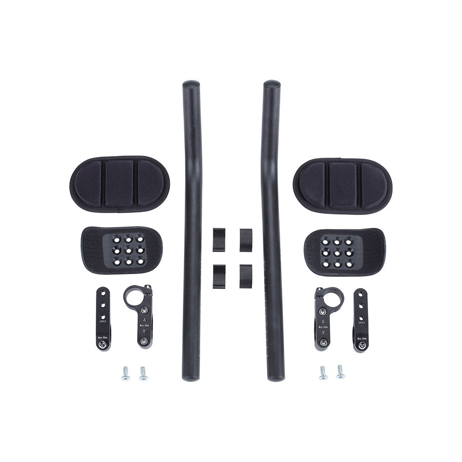 BBB Cycling BHB-60 AeroMAX Aero TT Triathlon Handlebars in black, aluminum, with ergonomic design for aerodynamic cycling performance.
