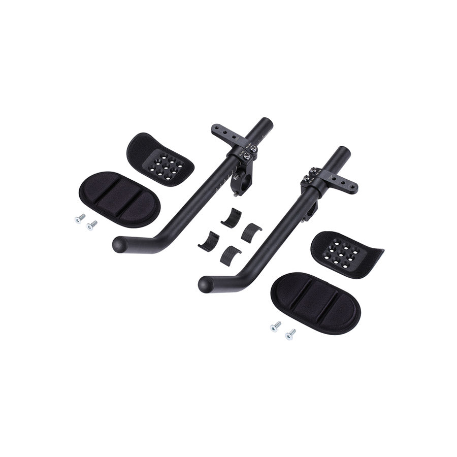 BBB Cycling BHB-60 AeroMAX Aero TT Triathlon Handlebars in black, lightweight aluminum with aerodynamic design for cycling performance.