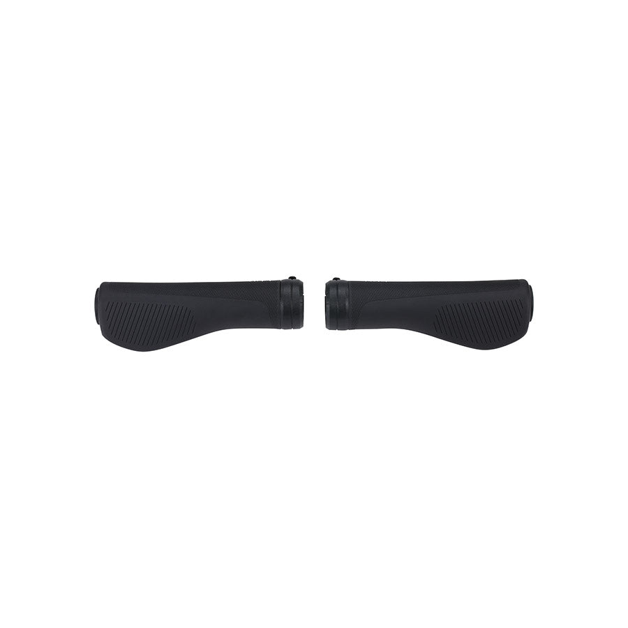 Black BBB Cycling BHG-110 SteadyComfort grips with textured surface, 136mm length, designed for bicycle handlebar comfort.