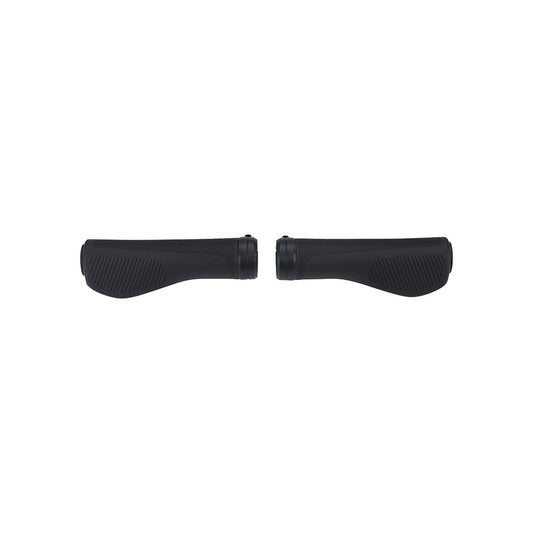 Black BBB Cycling BHG-110 SteadyComfort grips with textured surface, 136mm length, designed for bicycle handlebar comfort.