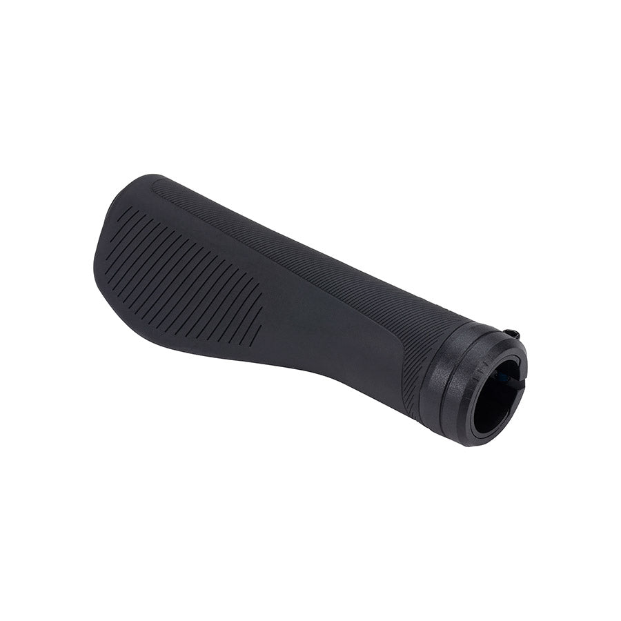 Black BBB Cycling BHG-110 SteadyComfort grips with textured surface and 136mm length, designed for bicycle handlebar comfort.
