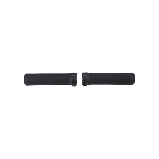 Black BBB Cycling BHG-115 SteadyActive grips with textured surface and 136mm length for enhanced grip on bicycle handlebars.