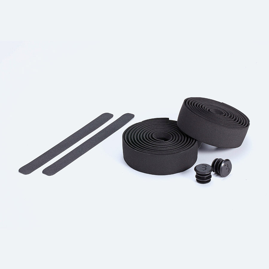 BBB Cycling BHT-05 RaceRibbon Gel Handlebar Tape in black, 3.5mm thick, designed for comfortable grip on bike handlebars.
