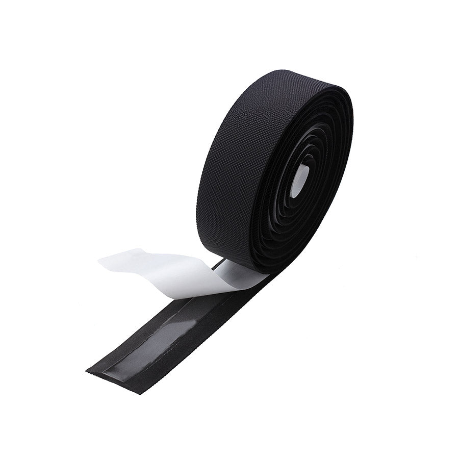 Black BBB Cycling BHT-16 GravelRibbon Gel handlebar tape, 3.5mm thick, featuring textured grip for cycling comfort.
