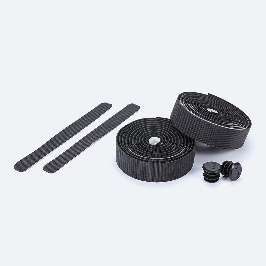 Black BBB Cycling BHT-16 GravelRibbon Gel handlebar tape, 3.5mm thick, designed for comfort and grip on gravel bikes.
