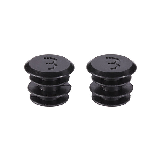 Pair of black BBB Cycling BHT-91S EndCaps, bar end plugs for bicycle handlebars, shown in a close-up image.