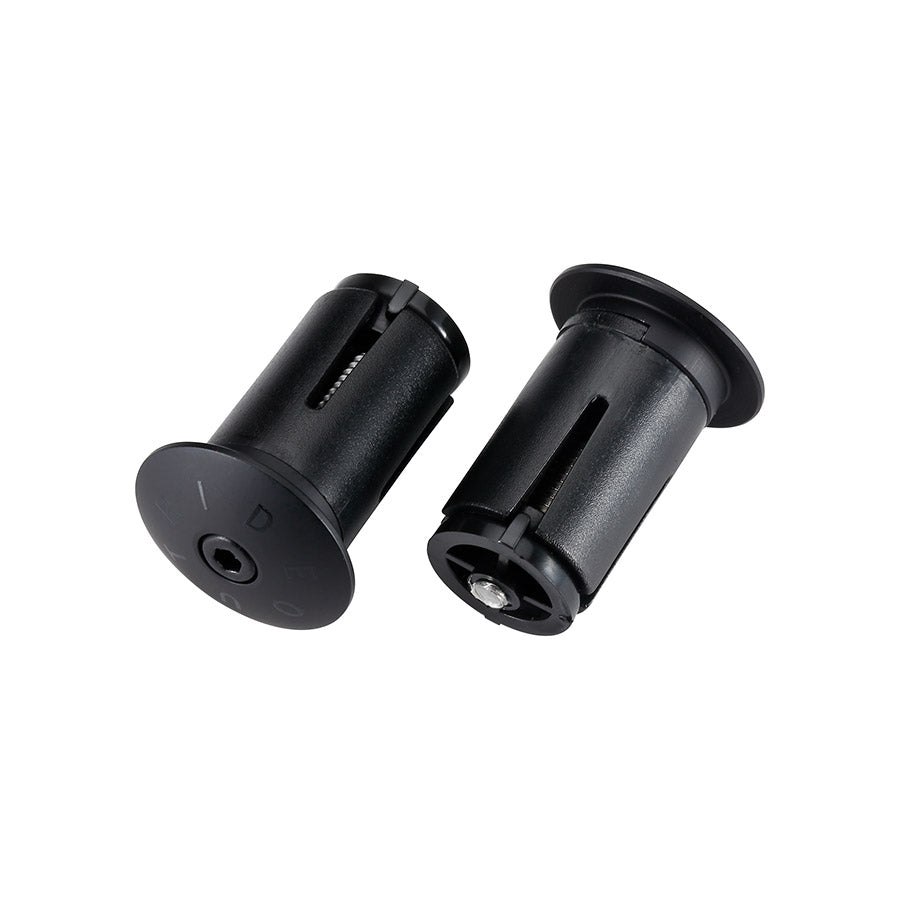Pair of black aluminum BBB Cycling BHT-97 screw-on bar end plugs for bicycle handlebars.