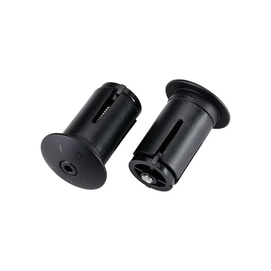 Pair of black aluminum BBB Cycling BHT-97 screw-on bar end plugs for bicycle handlebars.