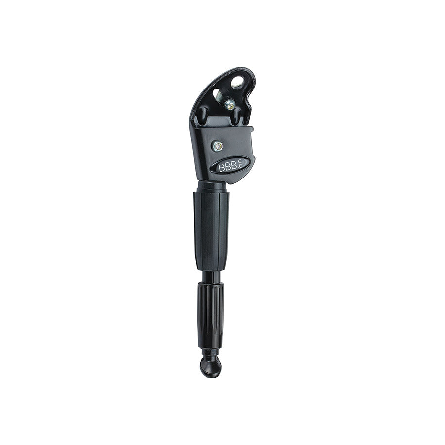 BBB Cycling BKS-02K QuickKick Kids rear mount kickstand in black, designed for 16-20 inch bikes with quick-release mounts.