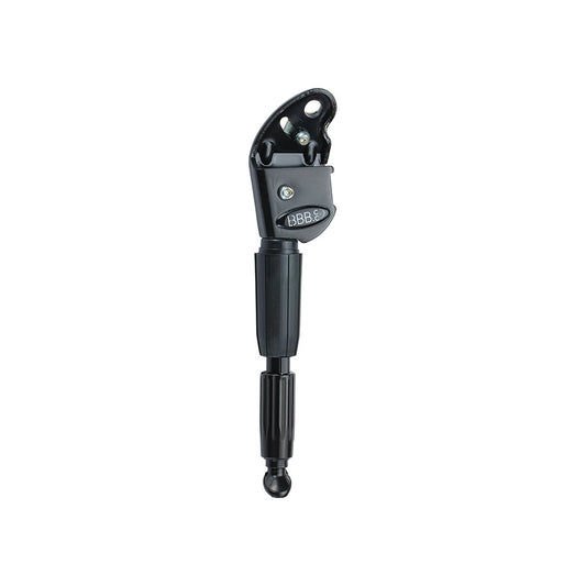 BBB Cycling BKS-02K QuickKick Kids rear mount kickstand in black, designed for 16-20 inch bikes with quick-release mounts.