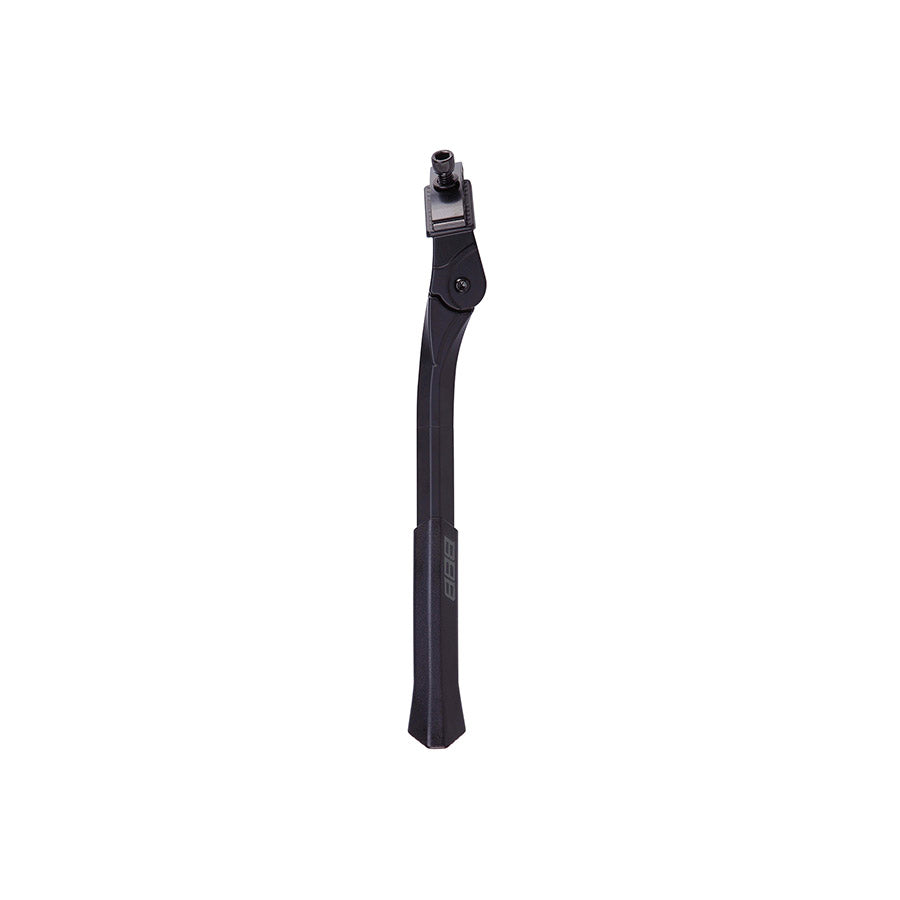 BBB Cycling BKS-05 CityKick center mount kickstand on a black steel bike, suitable for 26-29 inch wheels, lightweight design.