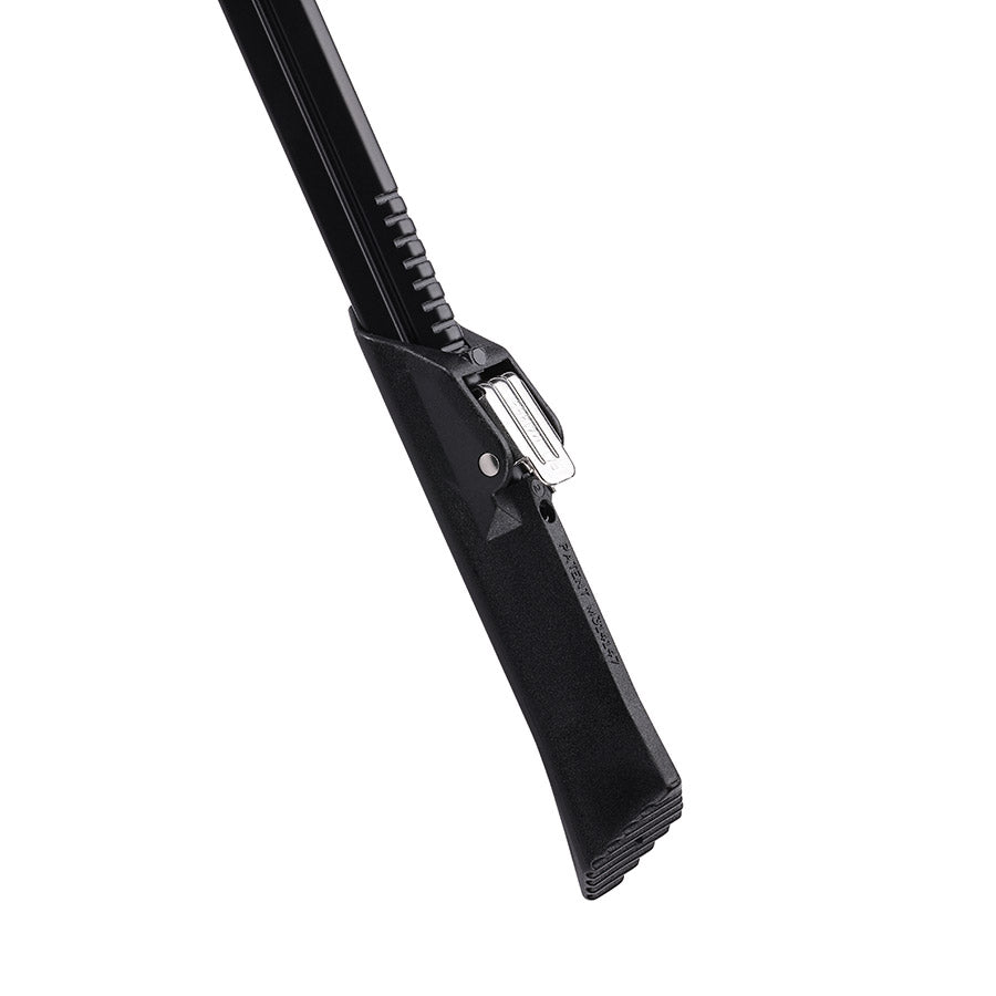 BBB Cycling BKS-06 ConnectKick rear mount kickstand on black bike, 26-29 inch wheel, fixed 18mm bracket, for stable bike parking.